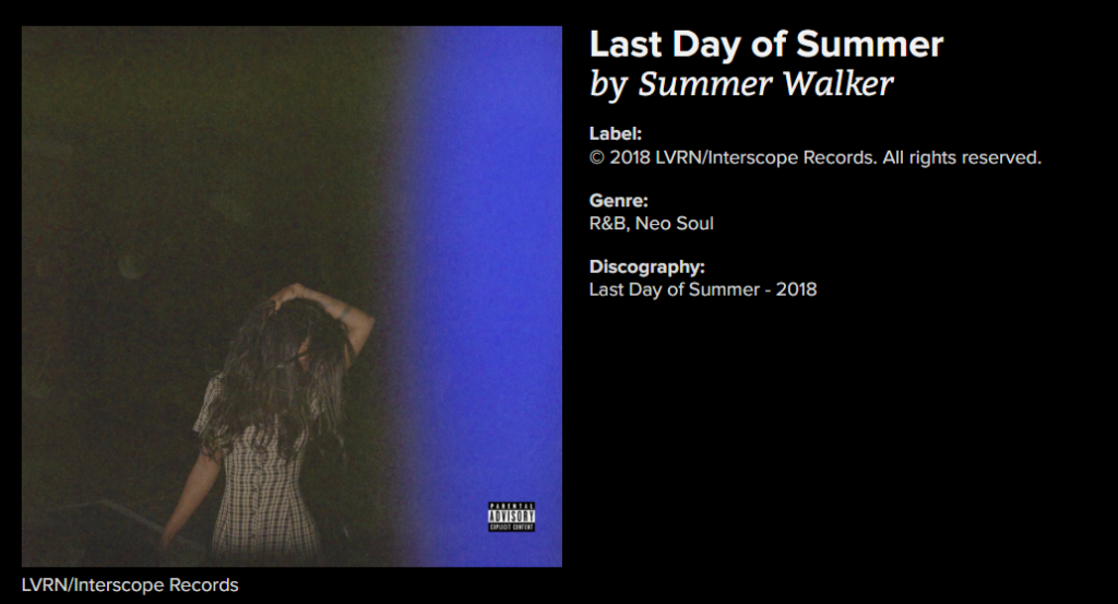 Last Day of Summer by Summer Walker Stingray