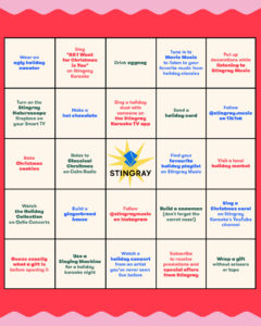 Stingray Holiday Bingo card
